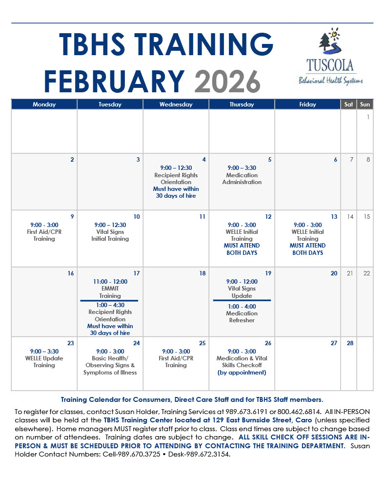 January Training Calendar